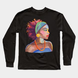 Cute Afro Women Long Sleeve T-Shirt